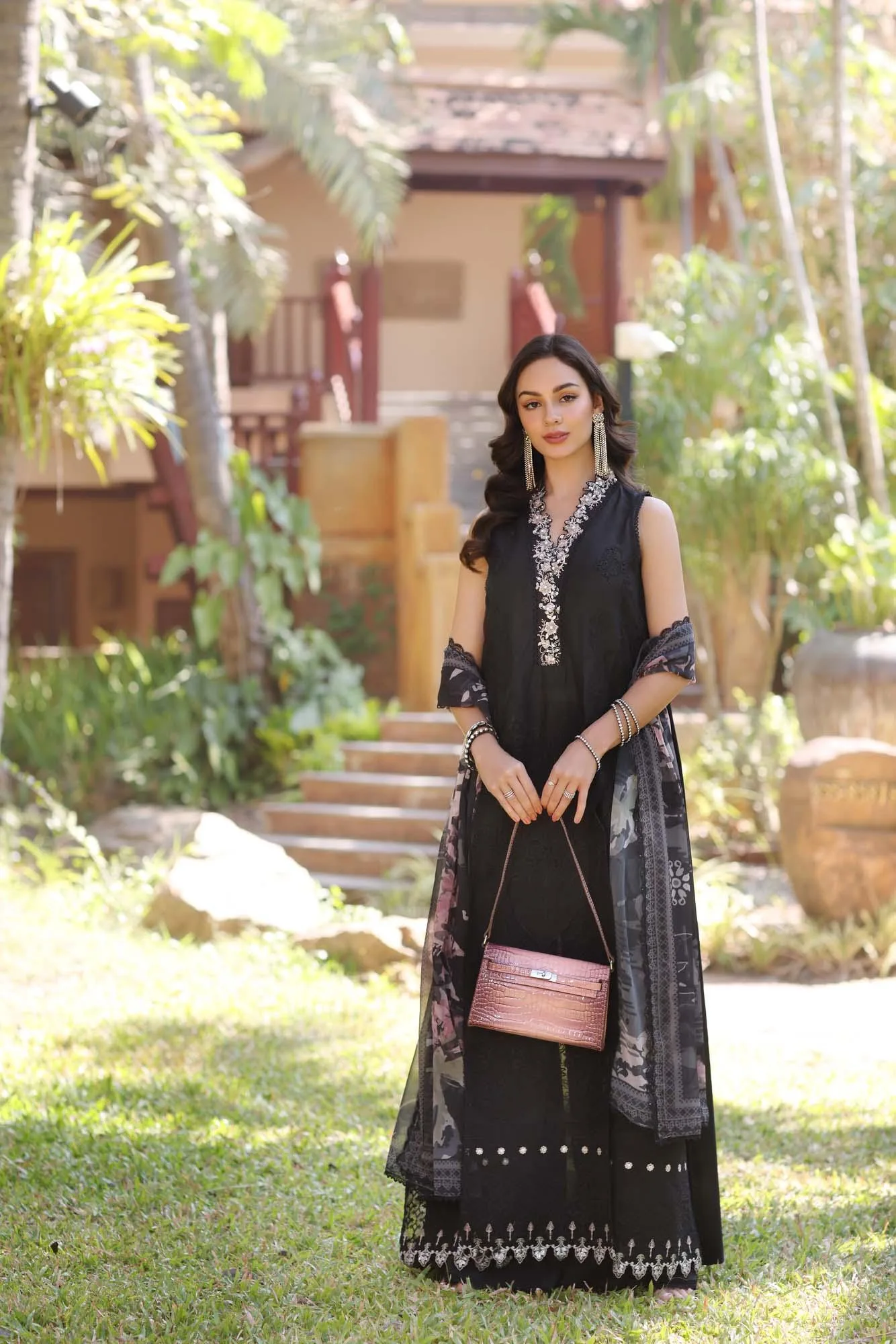 Noor by Saadia Asad Eid Luxury Laserkari 25 Black Chiffon – view 1 – Poshaq