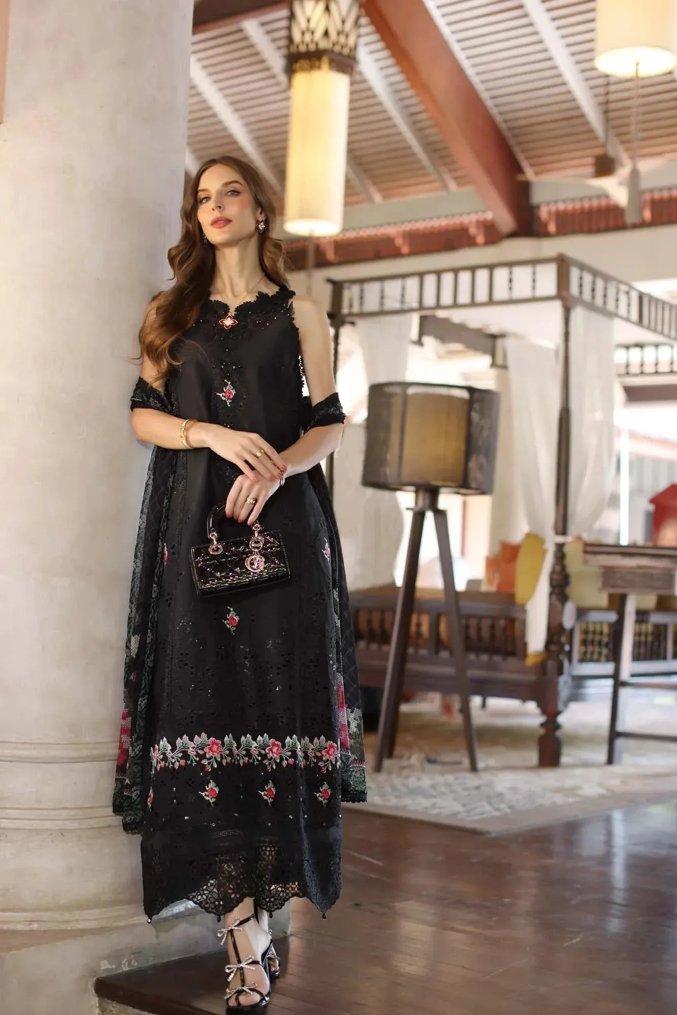 Noor by Saadia Asad Eid Luxury Laserkari 25 Black Chiffon – view 3 – Poshaq