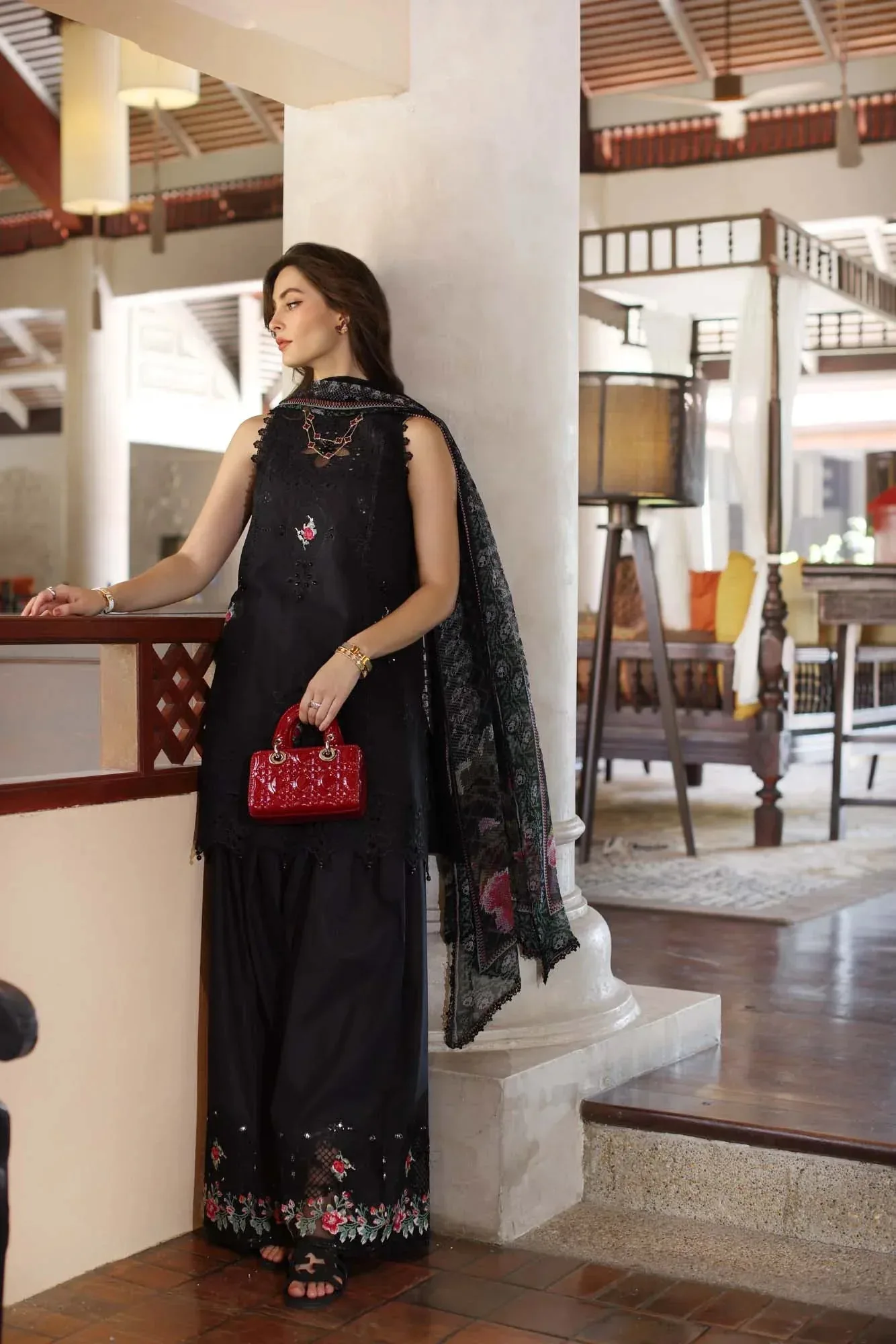 Noor by Saadia Asad Eid Luxury Laserkari 25 Black Chiffon – view 4 – Poshaq