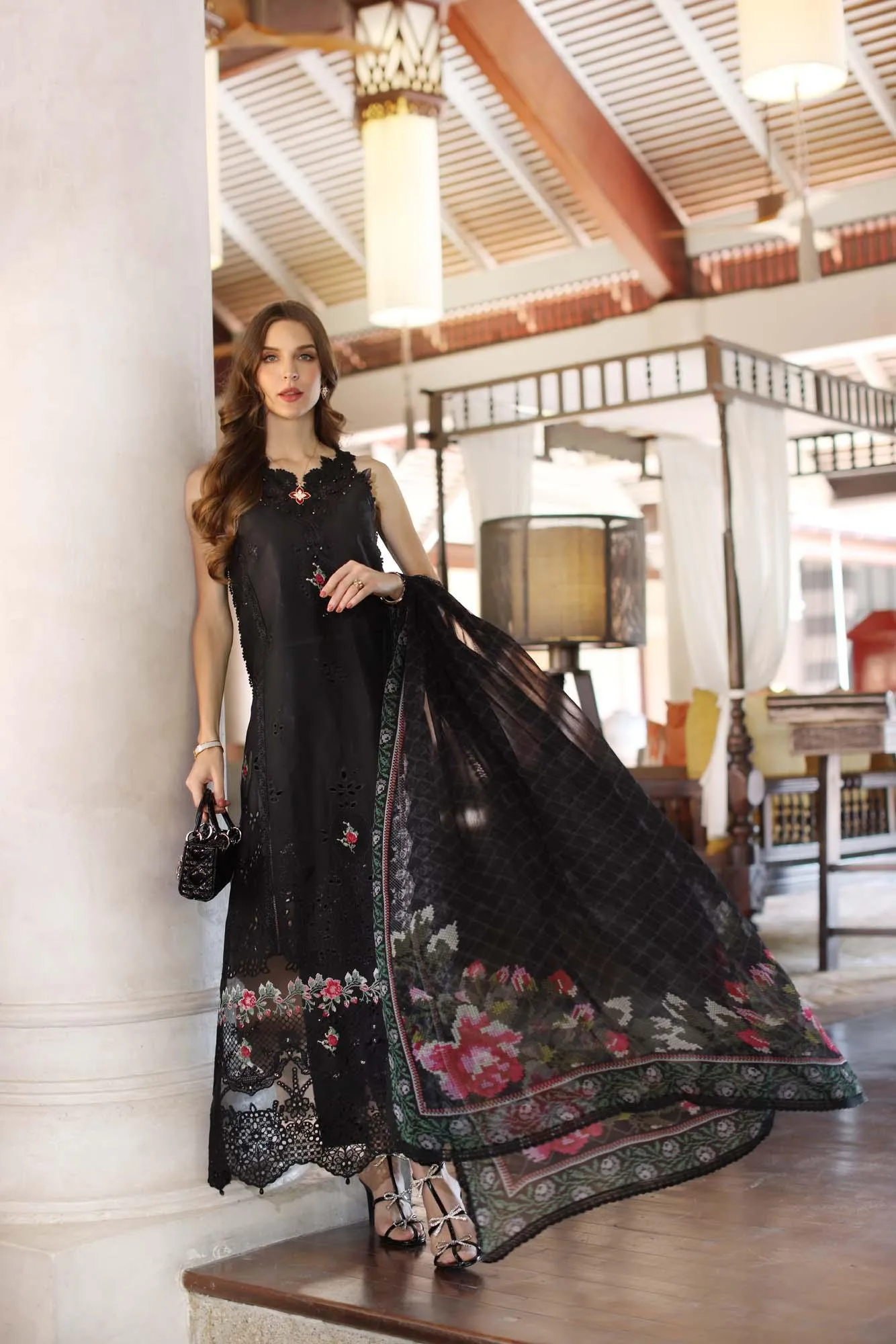 Noor by Saadia Asad Eid Luxury Laserkari 25 Black Chiffon – view 6 – Poshaq