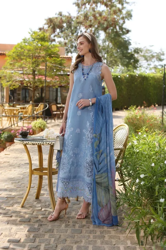 Noor by Saadia Asad Luxe Chikankari 25 Ice Blue Chiffon – view 1 – Poshaq