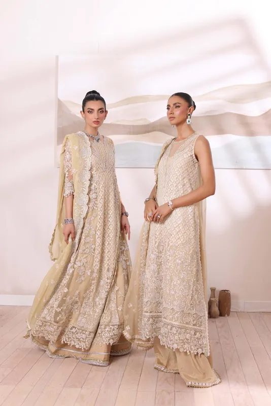 Noor by Saadia Asad Noor Chiffon De Luxe Ivory Raw Silk – view 1 – Poshaq