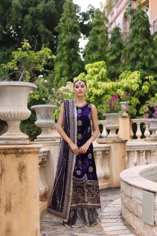 Noor by Saadia Asad Kaani Wedding Formals 23 Purple Velvet – view 1 – Poshaq