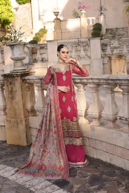Noor by Saadia Asad Kaani Wedding Formals 23 Pink Raw Silk – view 1 – Poshaq