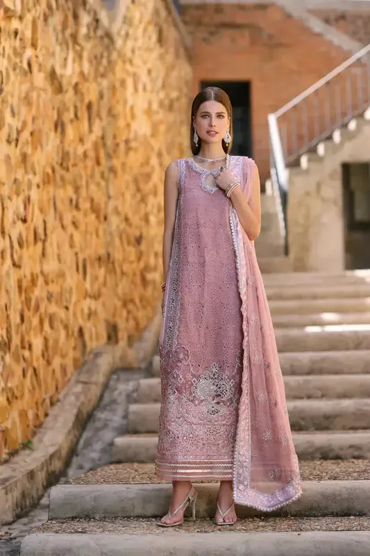 Noor by Saadia Asad Chiffon Formals 23 Pink Raw Silk – view 1 – Poshaq