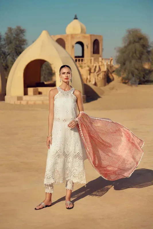 Noor by Saadia Asad Eid Laserkari Lawn 24 White Cambric – view 1 – Poshaq