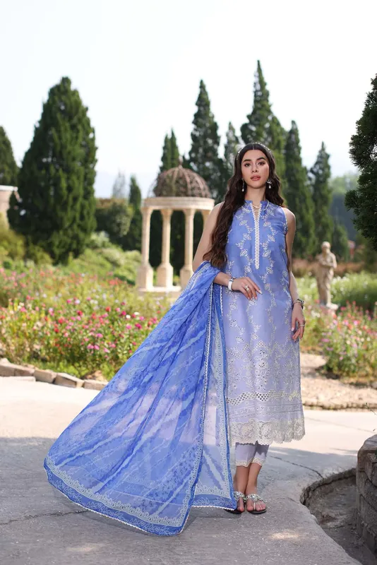 Noor by Saadia Asad Eid Luxe Printkari 24 White Chiffon – view 1 – Poshaq