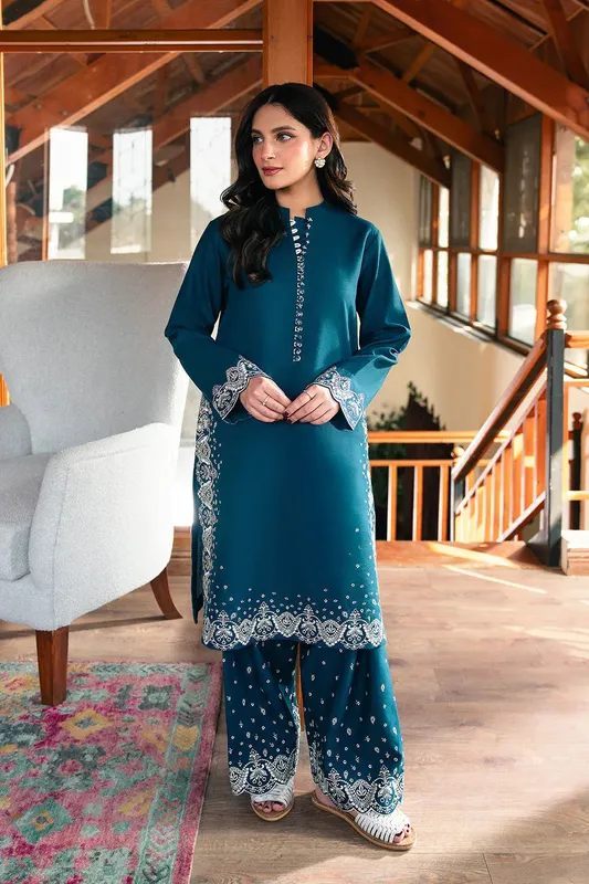 Neeshay Ready To Wear Winter Teal Blue – view 1 – Poshaq