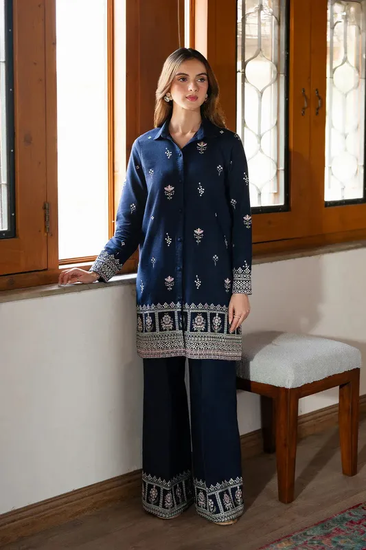 Neeshay Ready To Wear Winter Navy Blue – view 1 – Poshaq