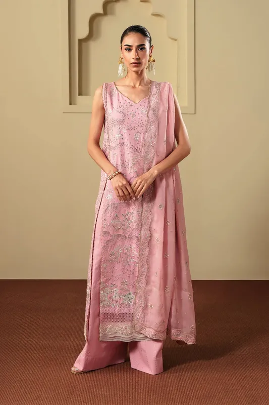 Neeshay New Shagun Pink Raw Silk – view 1 – Poshaq