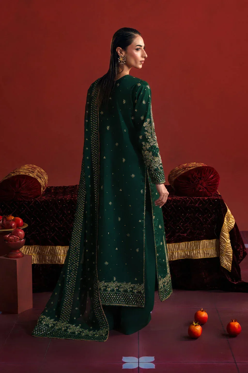Neeshay New Shagun Dark Green Raw Silk – view 2 – Poshaq