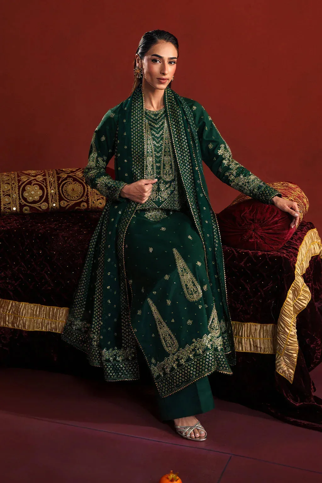 Neeshay New Shagun Dark Green Raw Silk – view 5 – Poshaq
