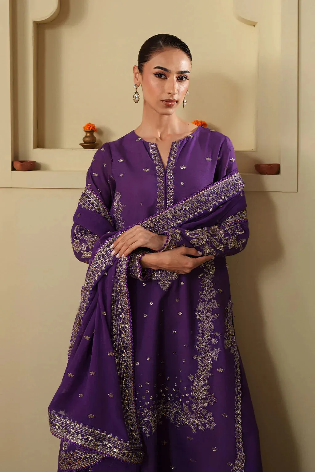 Neeshay New Shagun Purple Raw Silk – view 4 – Poshaq