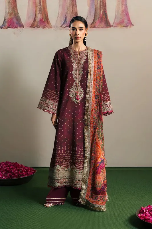 Neeshay New Shagun Burgundy Raw Silk – view 1 – Poshaq