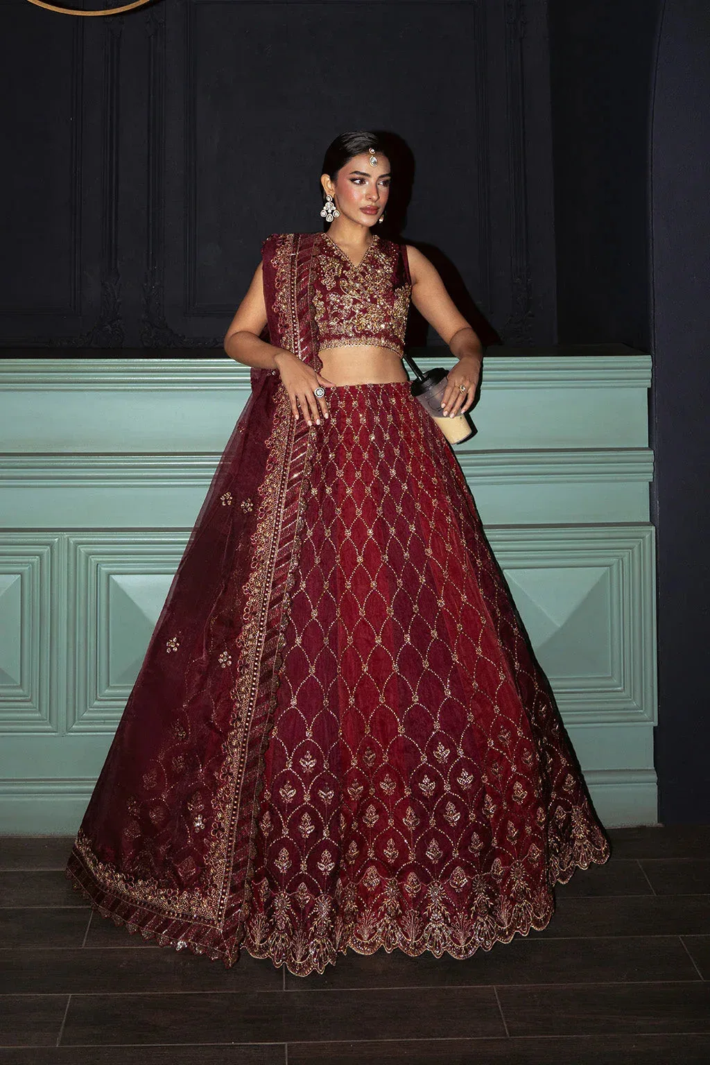 Neeshay Parinaaz Formals Maroon Raw Silk – view 1 – Poshaq