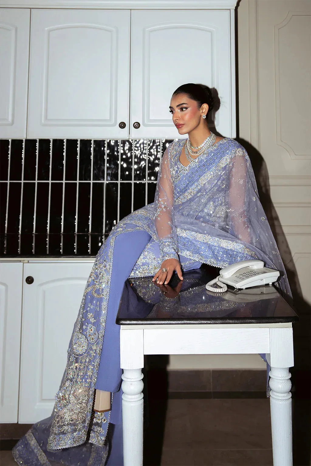 Neeshay Parinaaz Formals Blue Gray Organza – view 6 – Poshaq