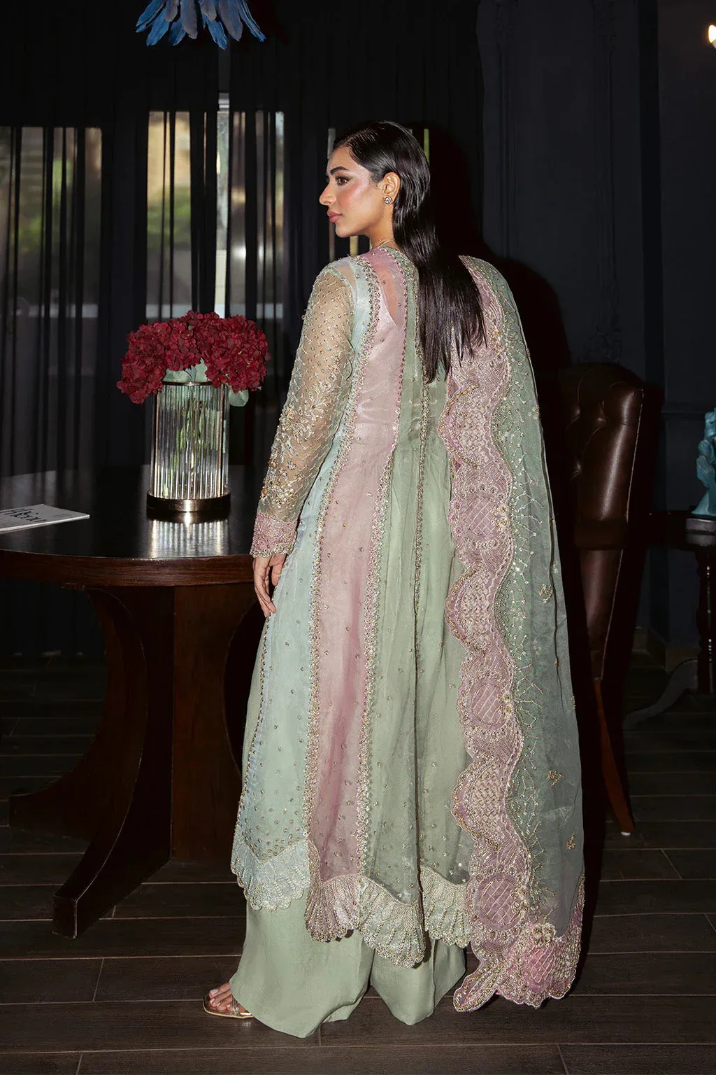 Neeshay Parinaaz Formals Mint Green Organza – view 2 – Poshaq