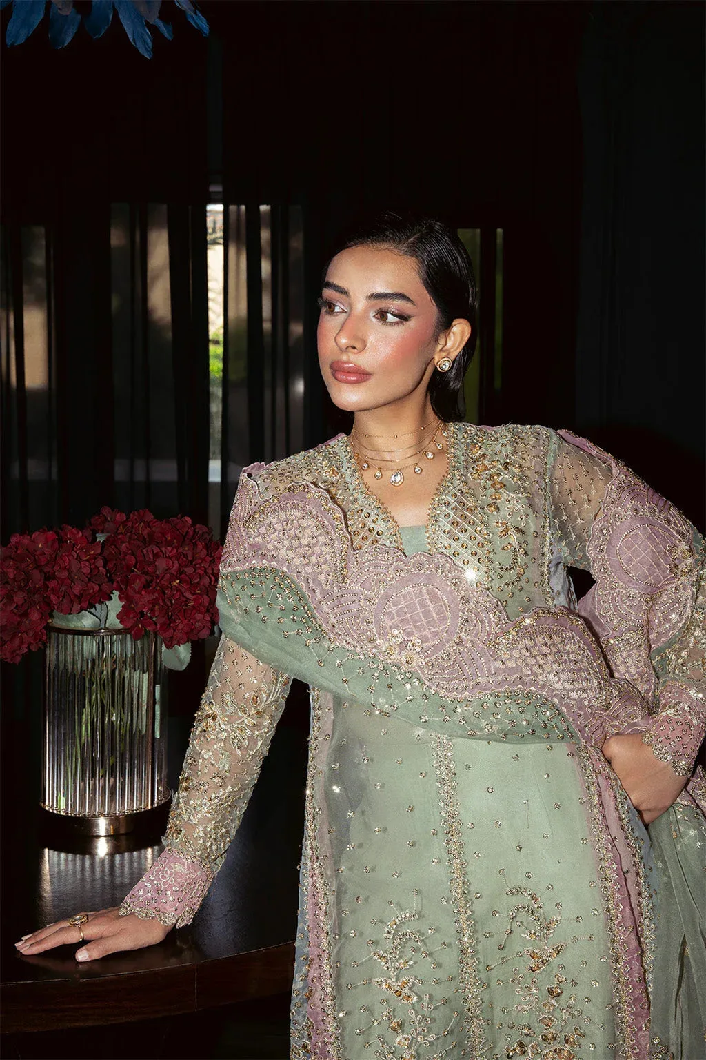 Neeshay Parinaaz Formals Mint Green Organza – view 5 – Poshaq
