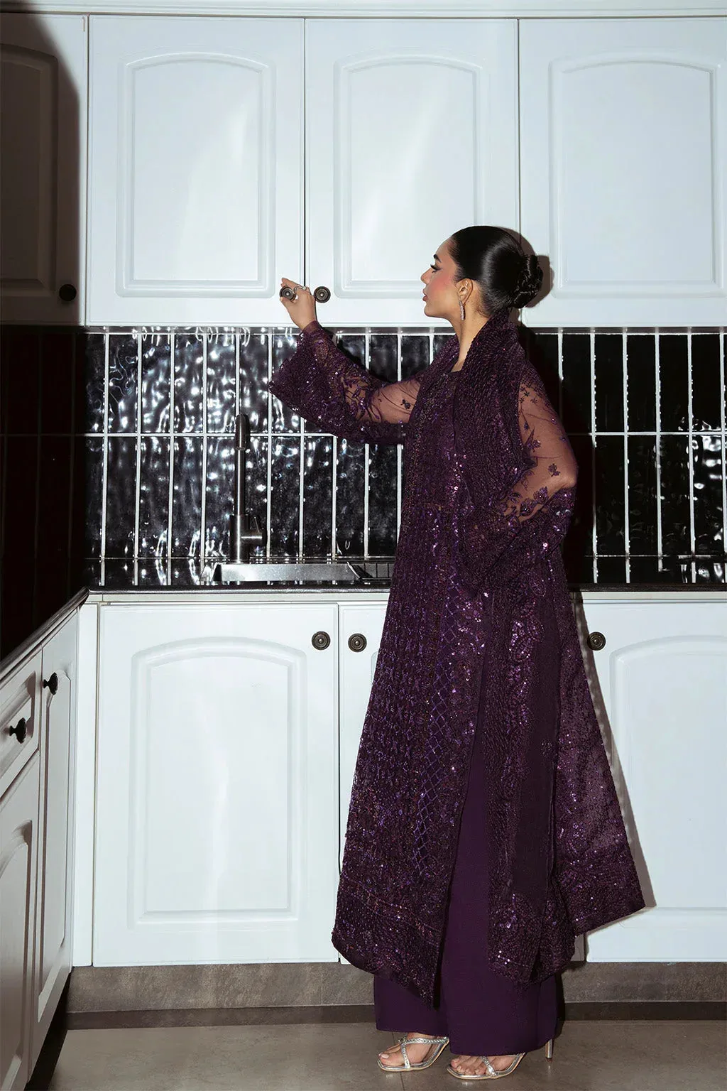 Neeshay Parinaaz Formals Dark Purple Organza – view 2 – Poshaq