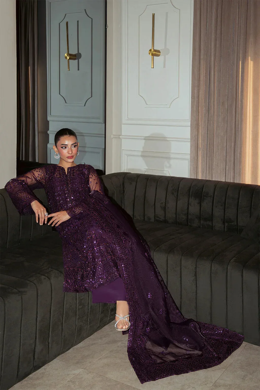 Neeshay Parinaaz Formals Dark Purple Organza – view 6 – Poshaq