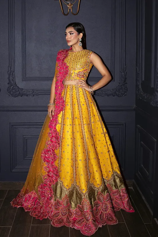 Neeshay Parinaaz Formals Saffron Silk – view 1 – Poshaq
