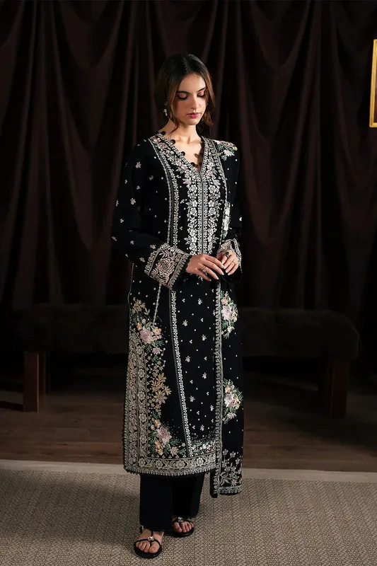 Neeshay Winter Reverie Black Karandi – view 1 – Poshaq