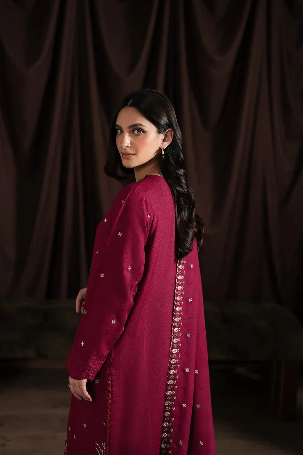 Neeshay Winter Reverie Purple Red Karandi – view 2 – Poshaq