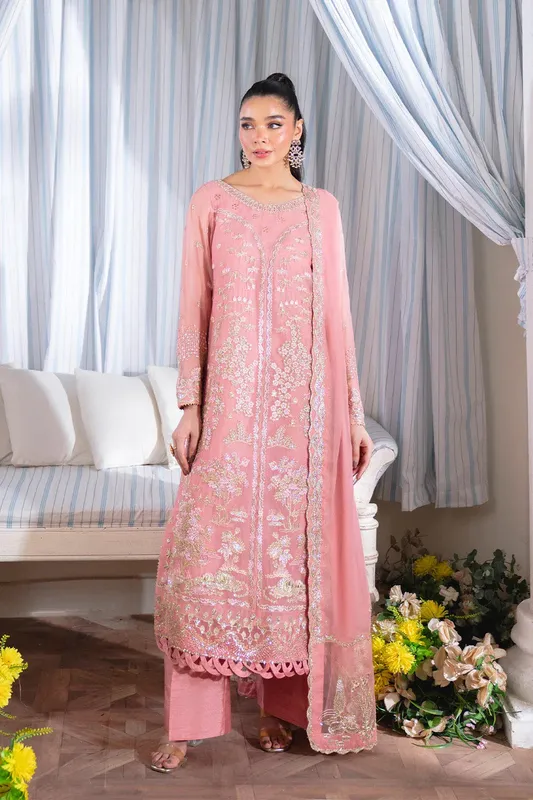 Neeshay Dastaan Formals 25 Pink Organza – view 1 – Poshaq
