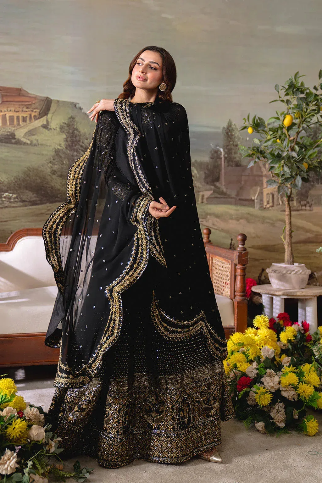 Neeshay Dastaan Formals 25 Black Organza – view 1 – Poshaq
