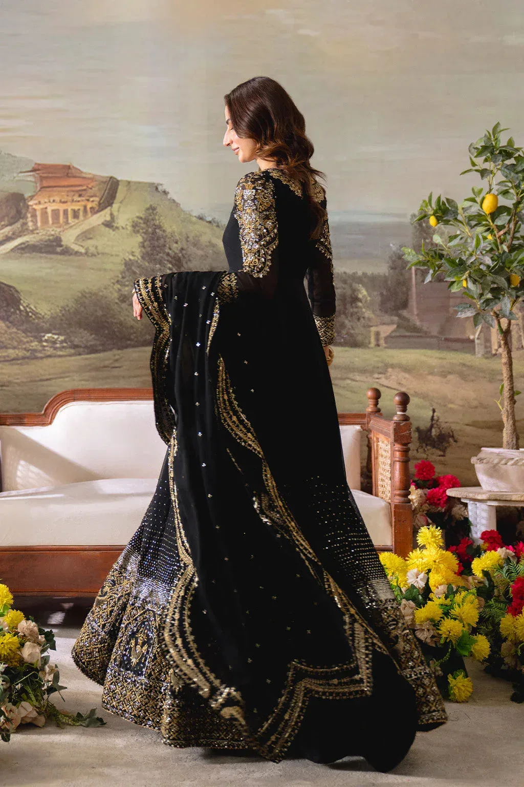 Neeshay Dastaan Formals 25 Black Organza – view 2 – Poshaq