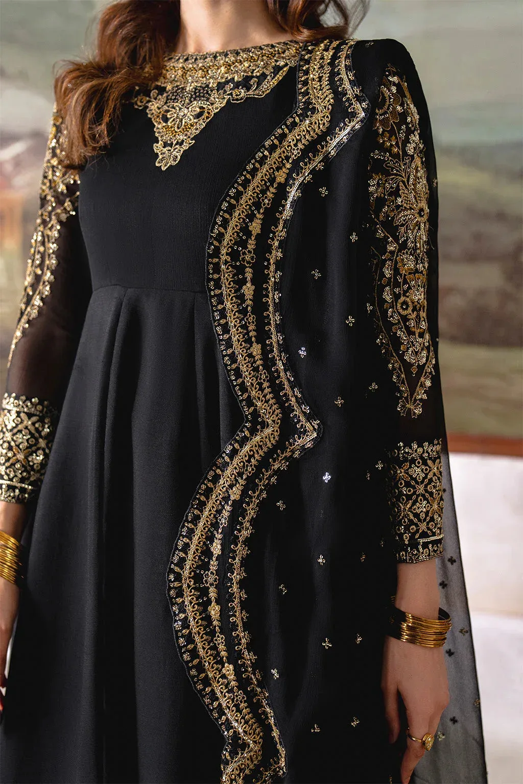 Neeshay Dastaan Formals 25 Black Organza – view 3 – Poshaq