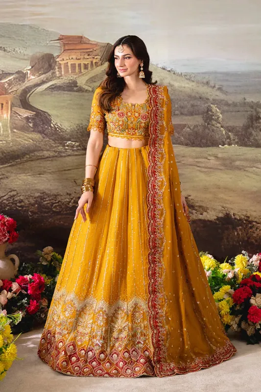 Neeshay Dastaan Formals 25 Mustard Yellow Organza – view 1 – Poshaq