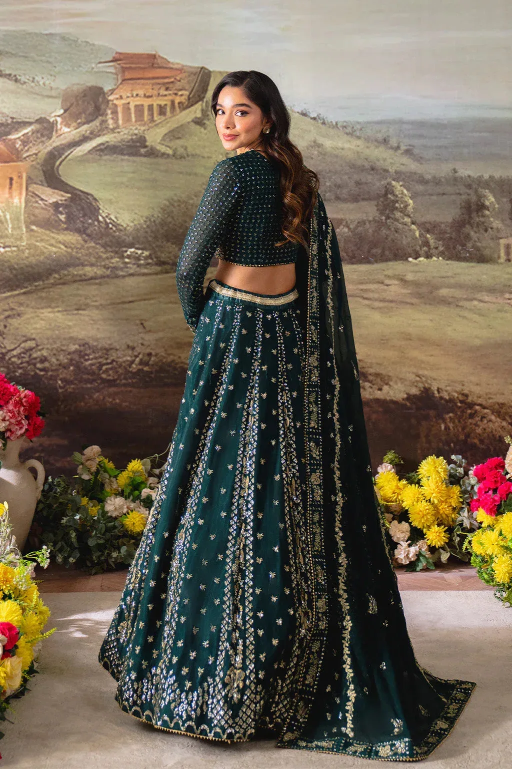Neeshay Dastaan Formals 25 Mineral Green Organza – view 2 – Poshaq