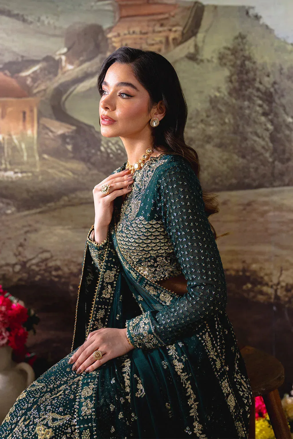 Neeshay Dastaan Formals 25 Mineral Green Organza – view 5 – Poshaq