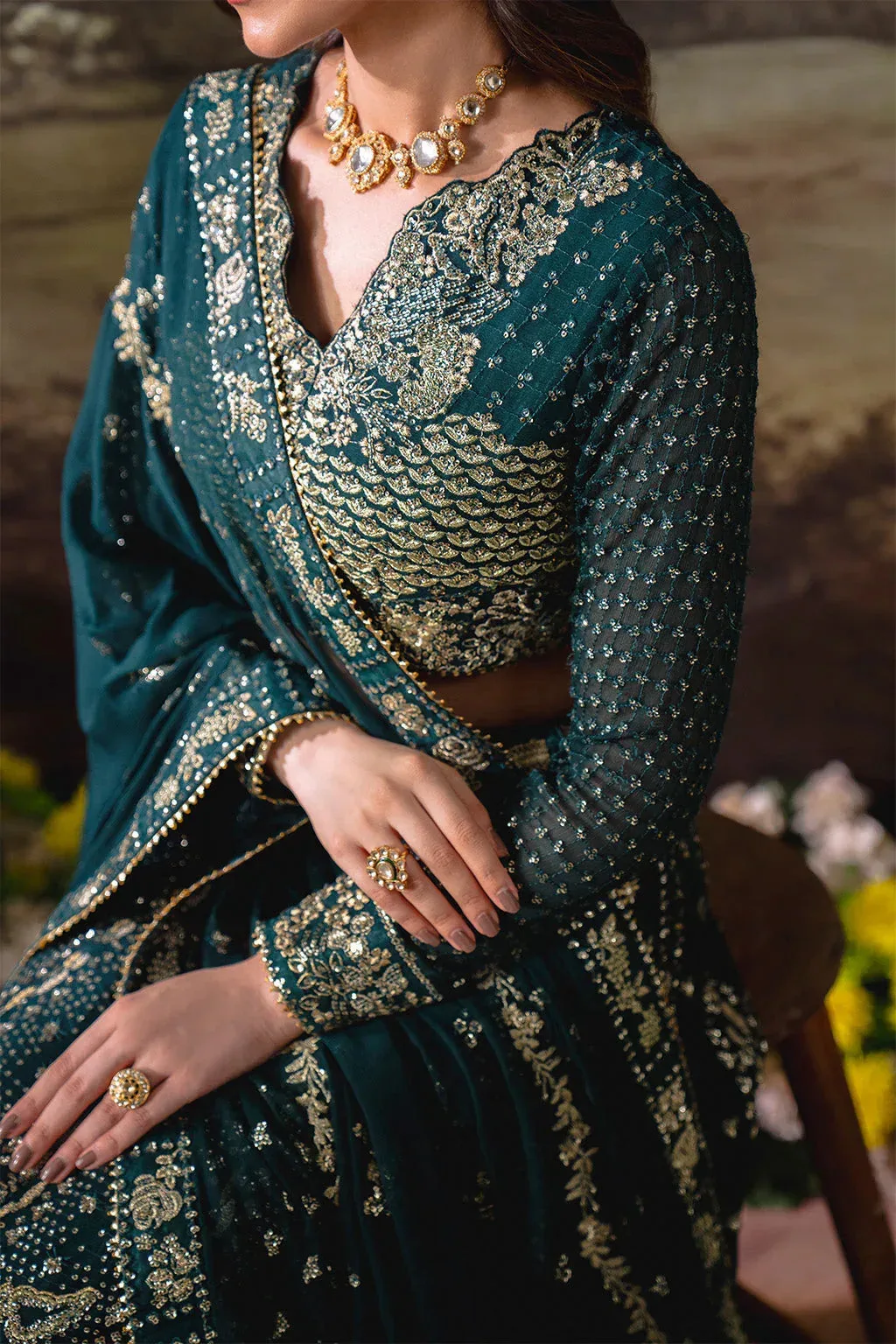 Neeshay Dastaan Formals 25 Mineral Green Organza – view 6 – Poshaq