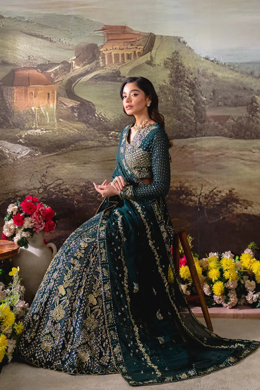 Neeshay Dastaan Formals 25 Mineral Green Organza – view 7 – Poshaq