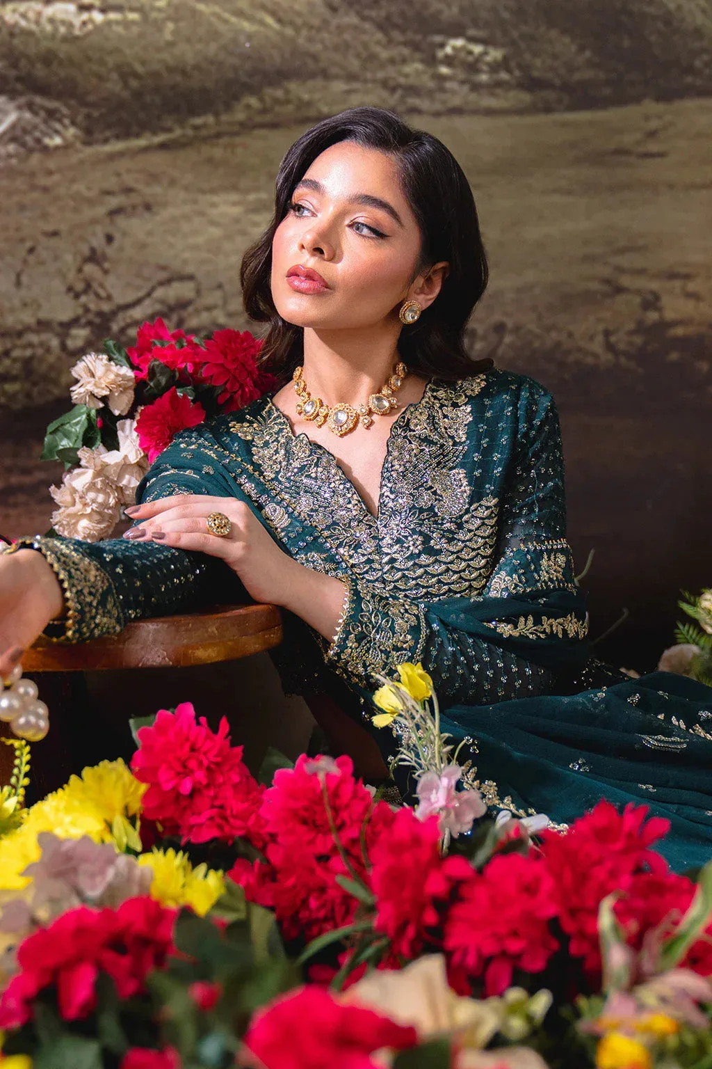 Neeshay Dastaan Formals 25 Mineral Green Organza – view 8 – Poshaq