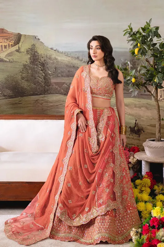 Neeshay Dastaan Formals 25 Coral Organza – view 1 – Poshaq