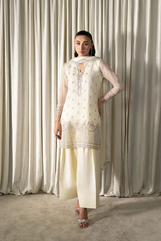 Neeshay Ready to Wear Chiffon White Chiffon – view 1 – Poshaq