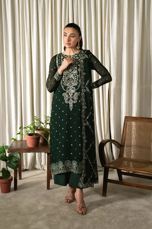 Neeshay Ready to Wear Chiffon Green Chiffon – view 1 – Poshaq