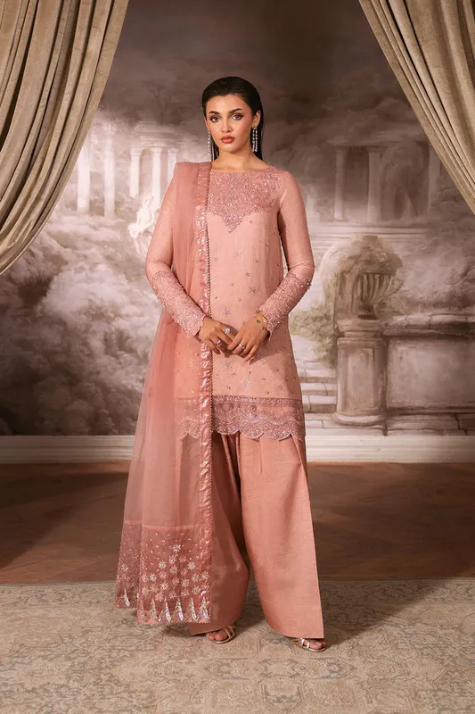 Neeshay Luxe Pret Tea Pink Raw Silk – view 1 – Poshaq