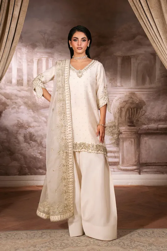 Neeshay Luxe Pret White Raw Silk – view 1 – Poshaq