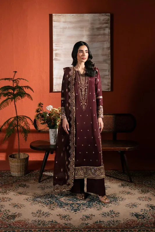 Neeshay Raw Silk dark maroon Raw Silk – view 1 – Poshaq