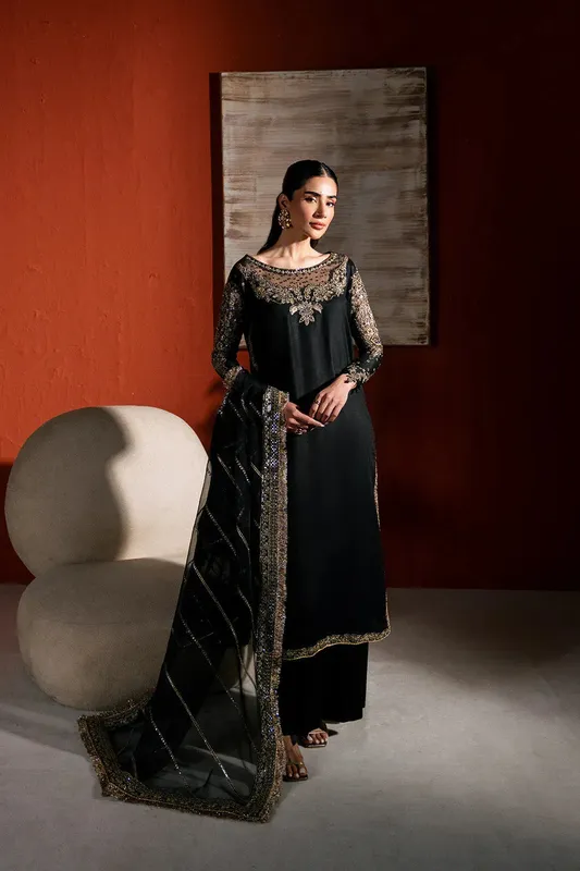 Neeshay Raw Silk Black Raw Silk – view 1 – Poshaq