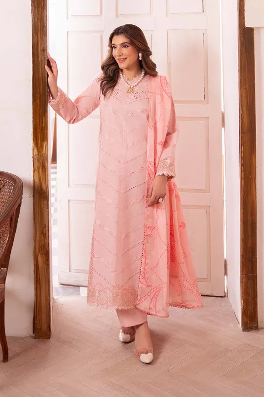 Neeshay Symphony Luxury Lawn Pink Organza – view 1 – Poshaq