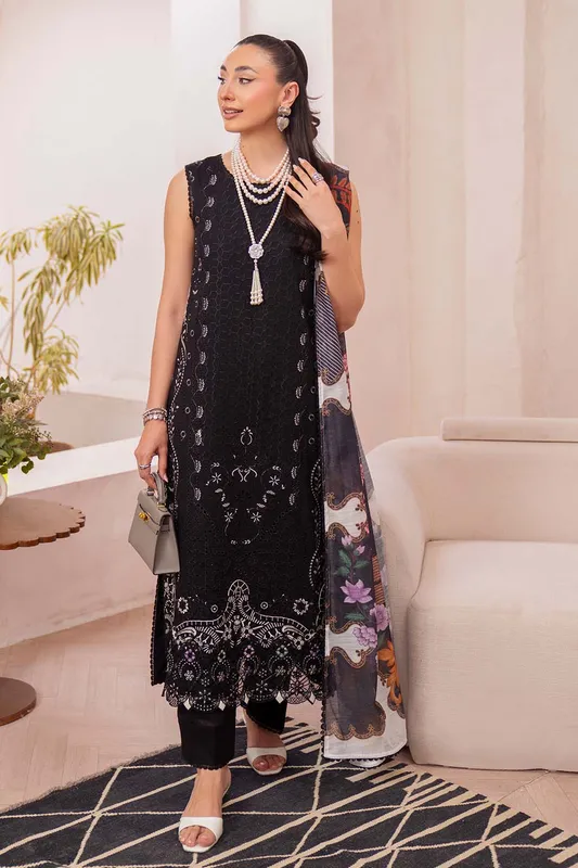 Neeshay Symphony Luxury Lawn Black Organza – view 1 – Poshaq