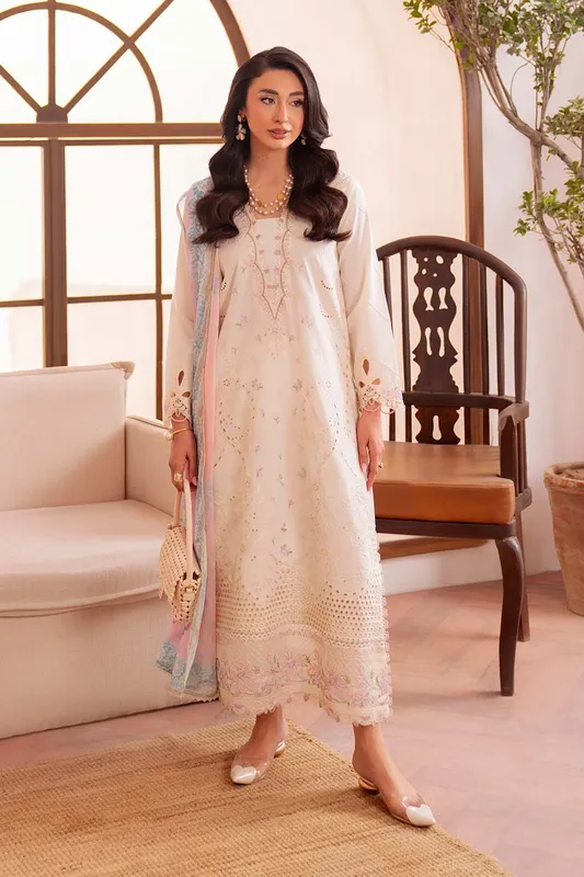Neeshay Symphony Luxury Lawn Light Pink Organza – view 1 – Poshaq