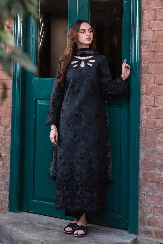Neeshay Summer Lines Printkari 25 Black Chiffon – view 1 – Poshaq