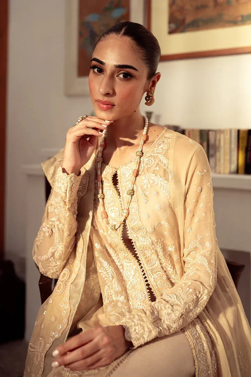 Neeshay Dastaan Luxury Chiffon Beige Organza – view 3 – Poshaq