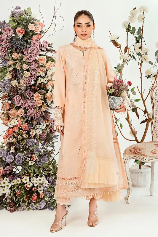 Neeshay Zoella Lawn Collection Peach Organza – view 1 – Poshaq